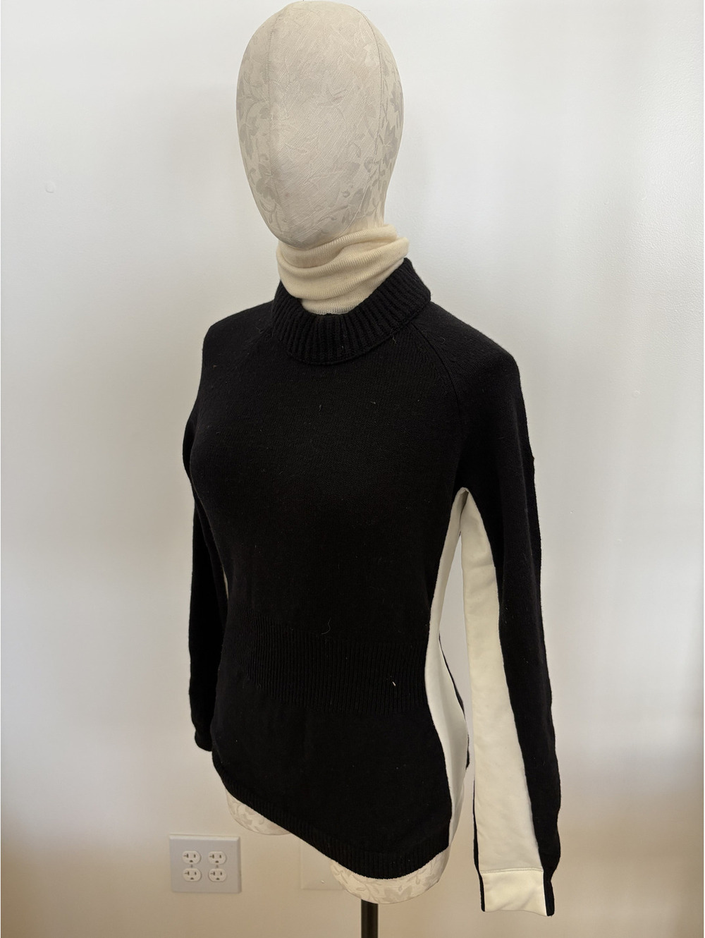 Moncler Black and White Turtleneck Sweater, Size L